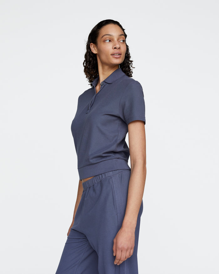 Pima Cotton Pique Short Sleeve Polo - Dusk Blue