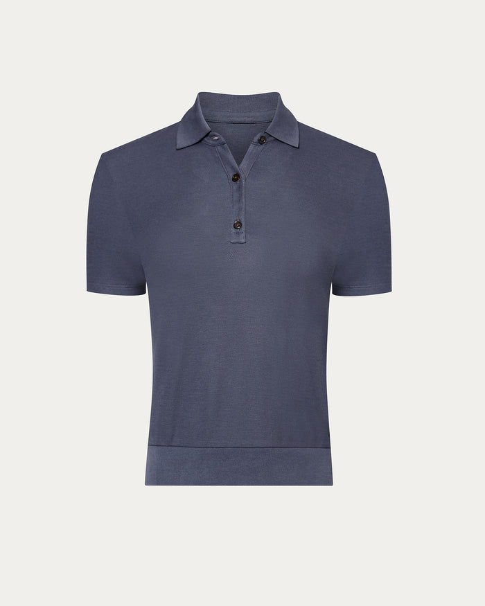 Pima Cotton Pique Short Sleeve Polo - Dusk Blue