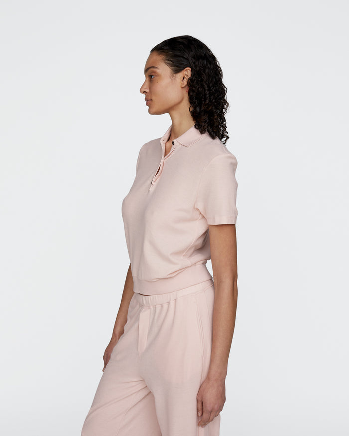 Pima Cotton Pique Short Sleeve Polo - Faded Rose