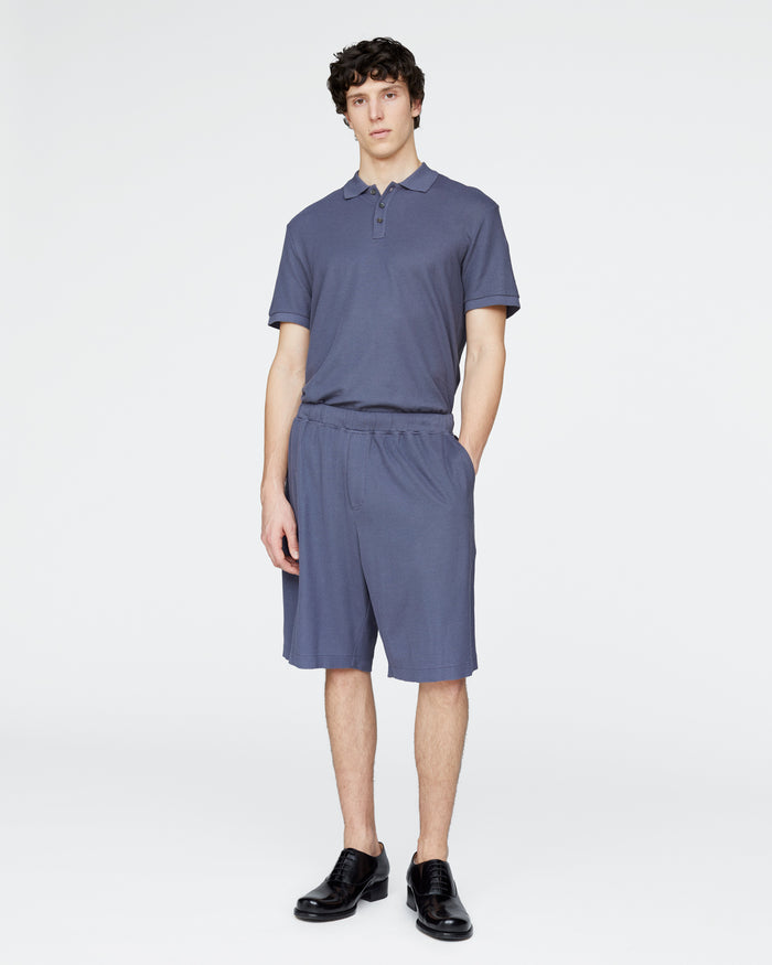 Pima Cotton Pique Shorts - Dusk Blue