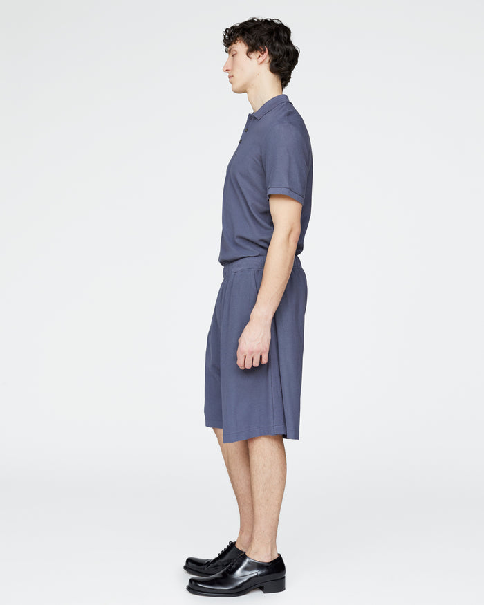 Pima Cotton Pique Shorts - Dusk Blue