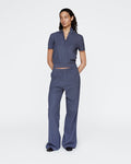 Pima Cotton Pique Wide Leg Sweatpants - Dusk Blue