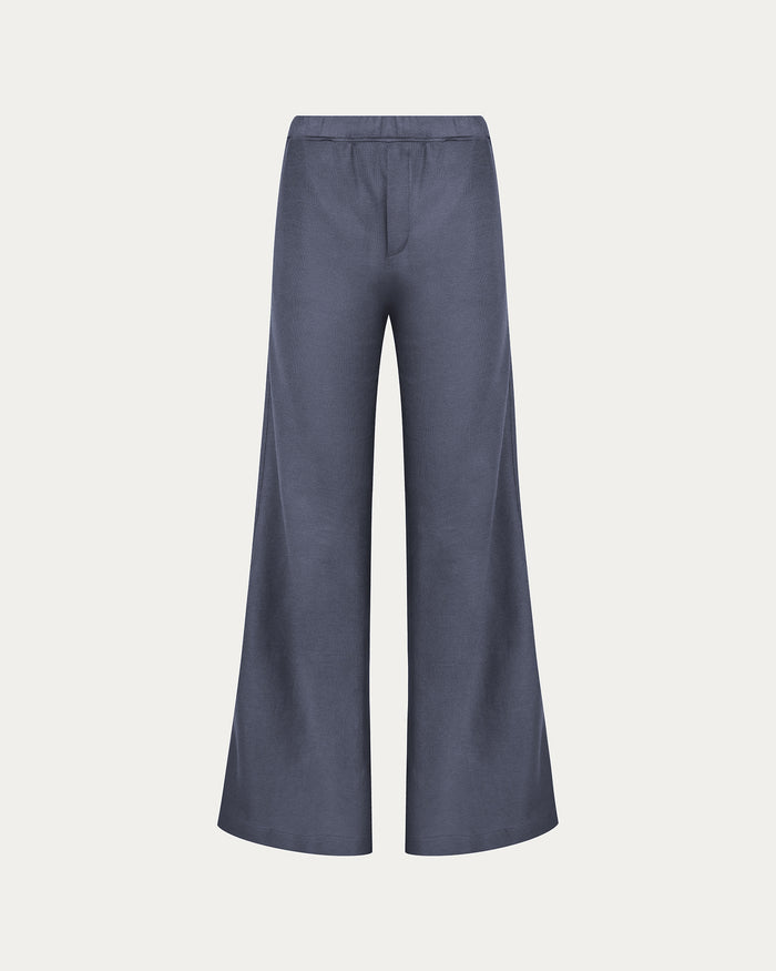 Pima Cotton Pique Wide Leg Sweatpants - Dusk Blue