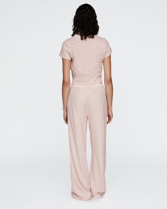 Pima Cotton Pique Wide Leg Sweatpants - Faded Rose