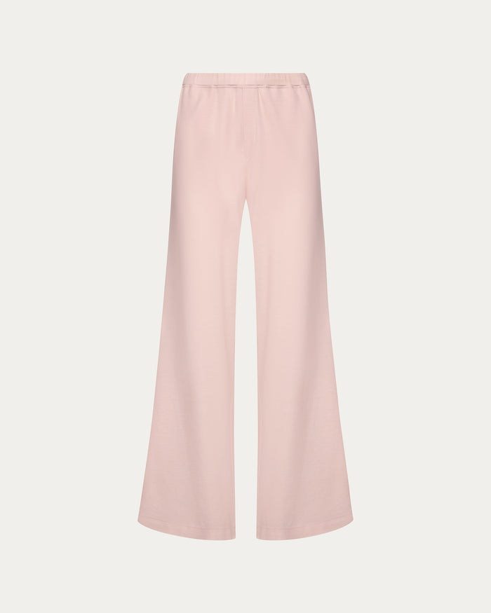 Pima Cotton Pique Wide Leg Sweatpants - Faded Rose
