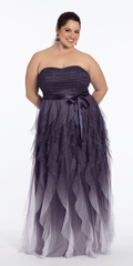 purple/size/14/plus/Camille La Vie/Pleated Strapless Ombre Glitter Mesh A Line Dress/front alt