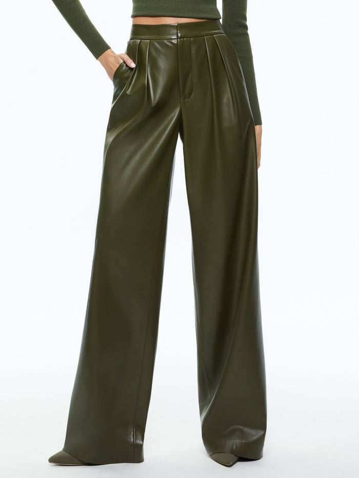 POMPEY VEGAN LEATHER PANT - OLIVE