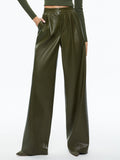 POMPEY VEGAN LEATHER PANT - OLIVE