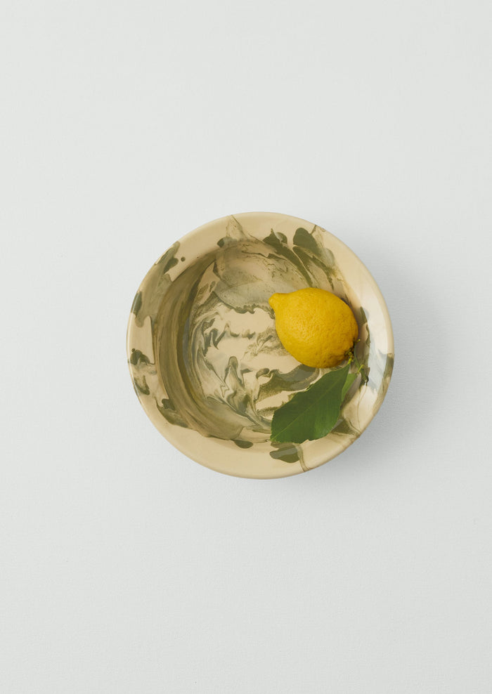 Poterie Barbotine Marbled Dish | Cream/Bottle Green