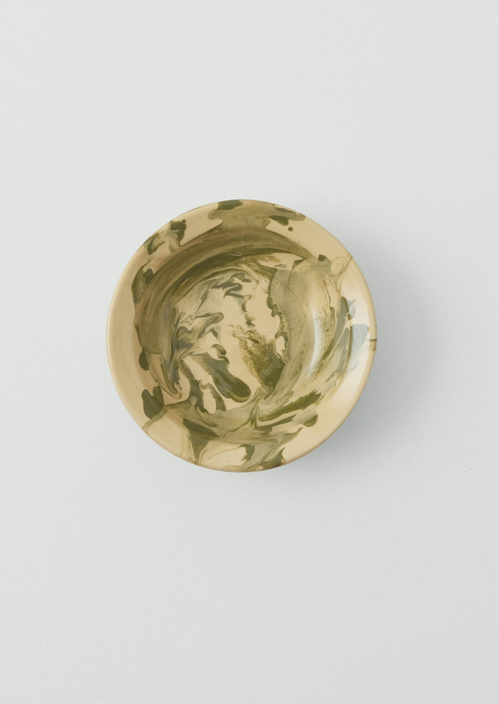 Poterie Barbotine Marbled Dish | Cream/Bottle Green