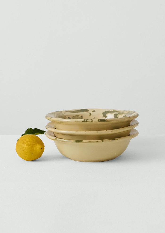 Poterie Barbotine Marbled Dish | Cream/Bottle Green