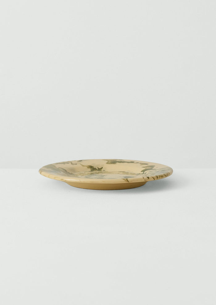 Poterie Barbotine Marbled Plate | Cream/Bottle Green