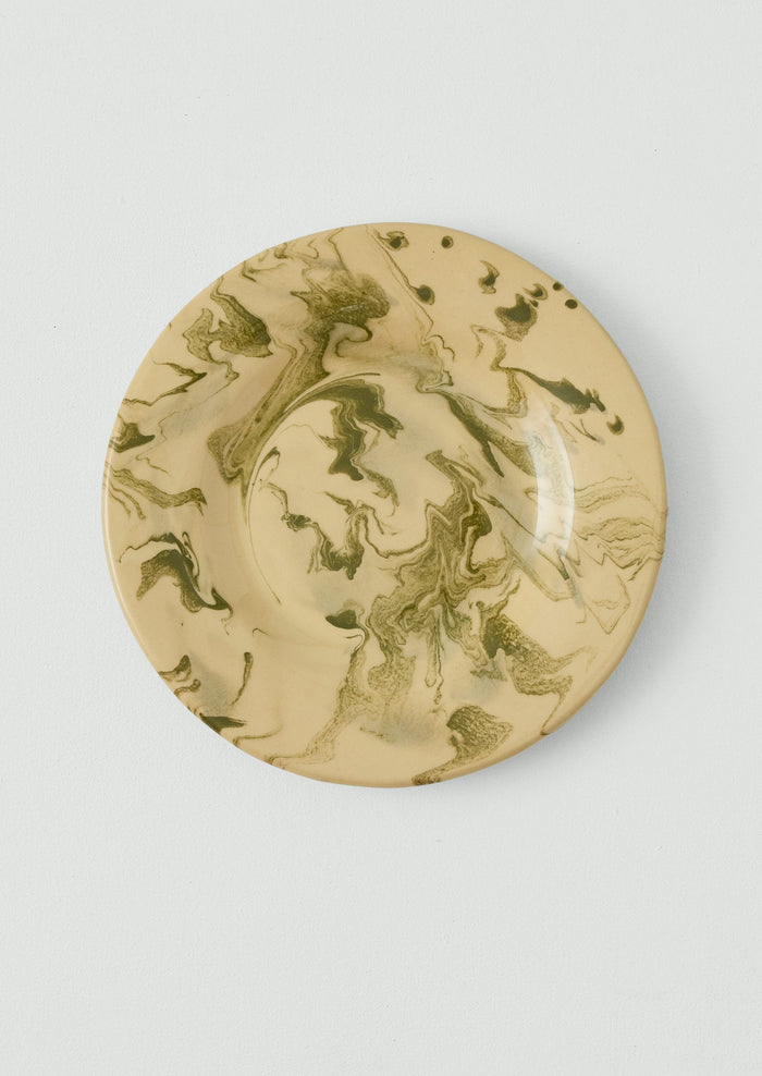 Poterie Barbotine Marbled Plate | Cream/Bottle Green