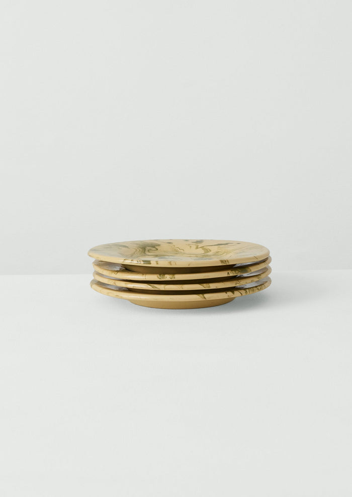 Poterie Barbotine Marbled Plate | Cream/Bottle Green