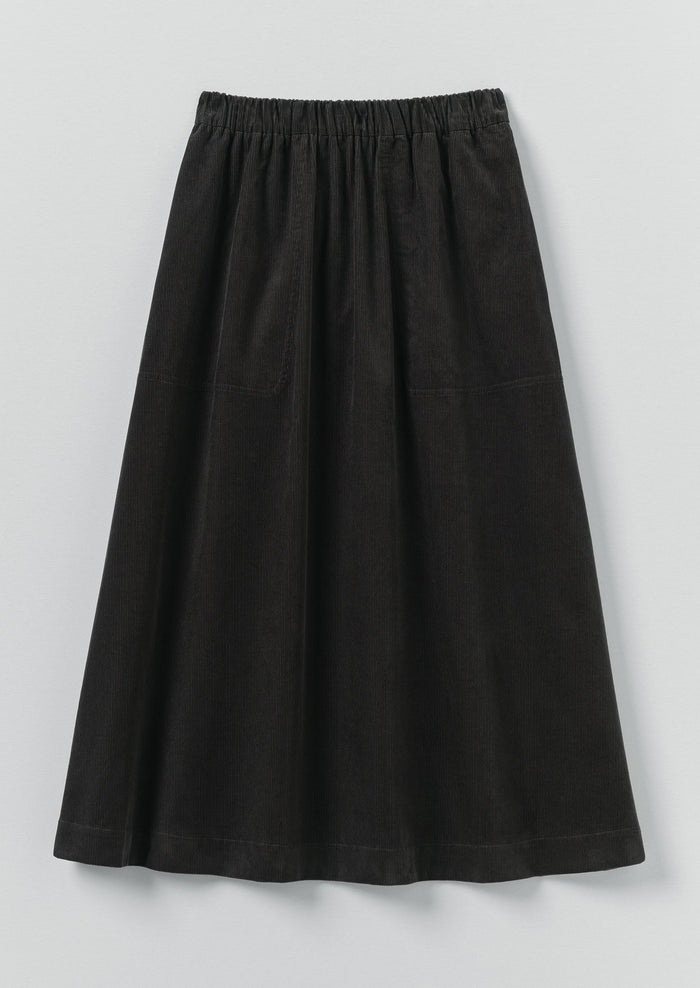 Pull On Cord Skirt | Charcoal