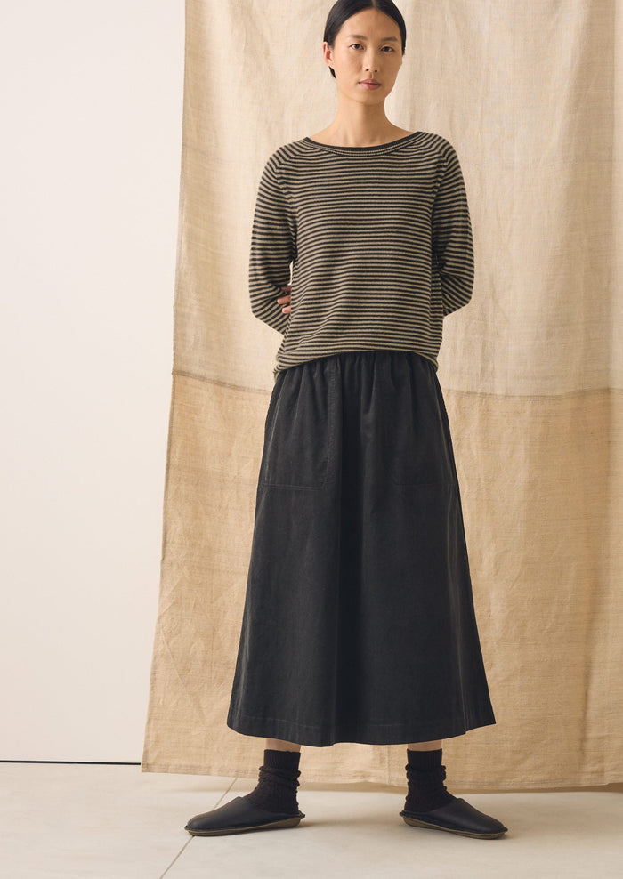 Pull On Cord Skirt | Charcoal