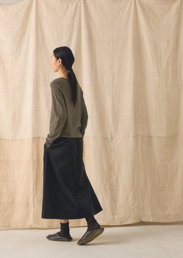 Pull On Cord Skirt | Charcoal