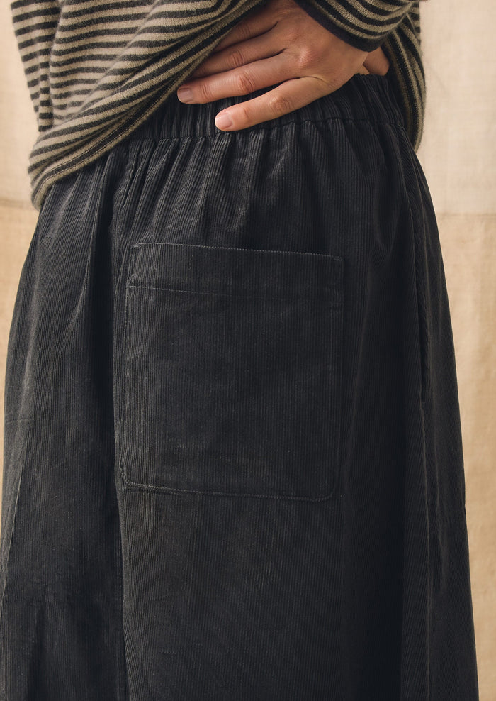 Pull On Cord Skirt | Charcoal