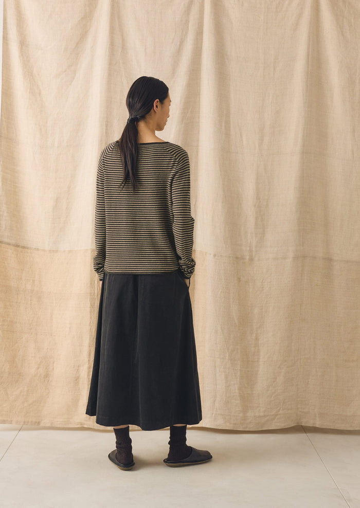 Pull On Cord Skirt | Charcoal