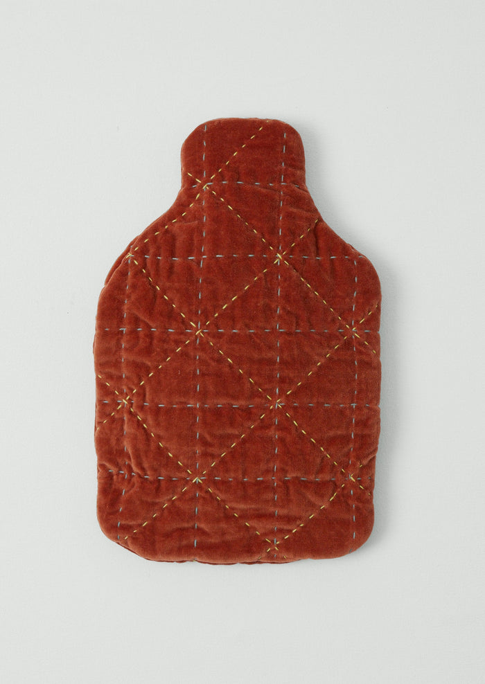 Quilted Velvet Hot Water Bottle Cover | Corallite