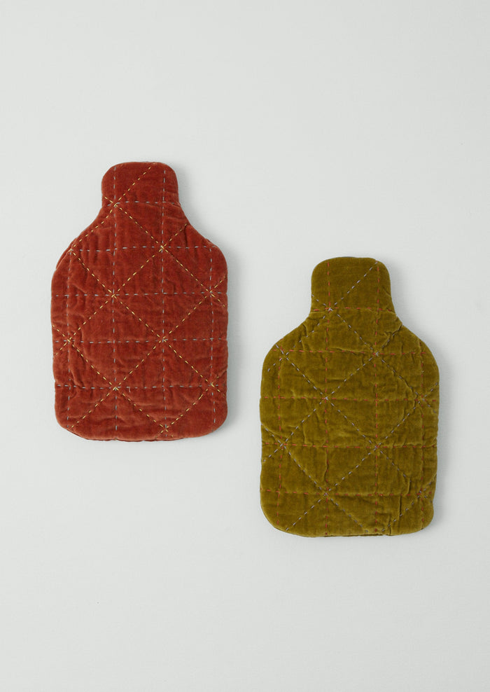 Quilted Velvet Hot Water Bottle Cover | Pomelo