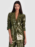 QUINCY SEQUIN BLAZER - DARK OLIVE