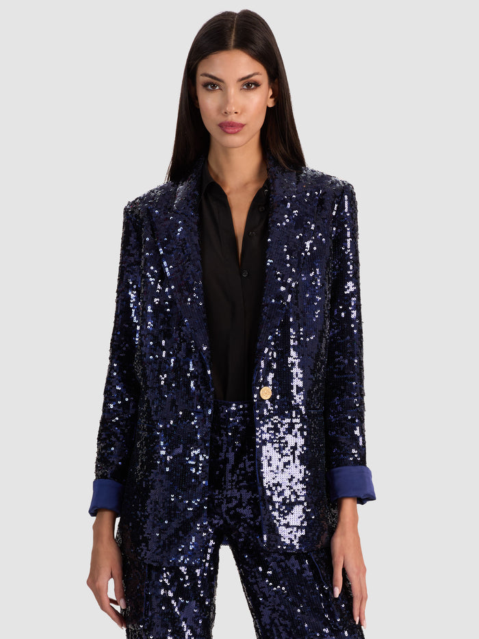 QUINCY SEQUIN BLAZER - MIDNIGHT BLUE