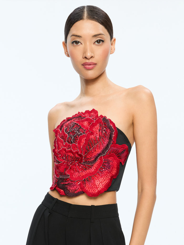 RANDIE APPLIQUE TOP - LE PARISIEN BLACK