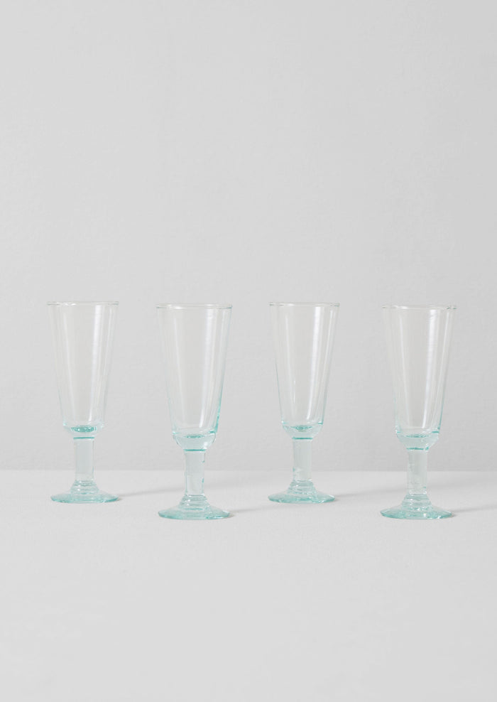 Recycled Bolivian Champagne Glasses Set | Clear