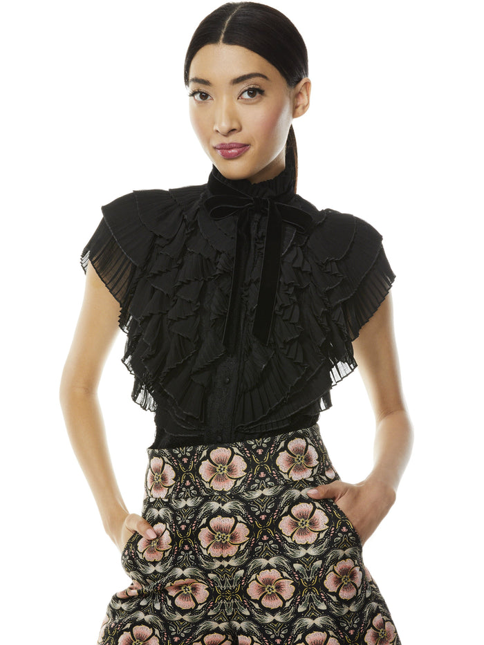 REMINGTON LACE COLLAR BLOUSE - BLACK