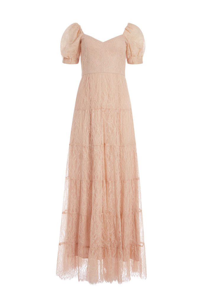 REMONA SWEETHEART LACE MAXI DRESS - NUDE