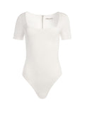 RENITA SQUARE NECK THONG BODYSUIT - OFF WHITE