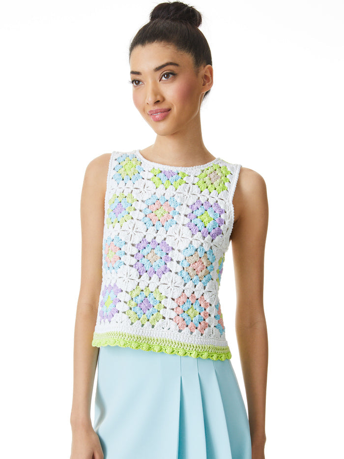 REVA MEDALLION CROCHET SHELL - MULTI