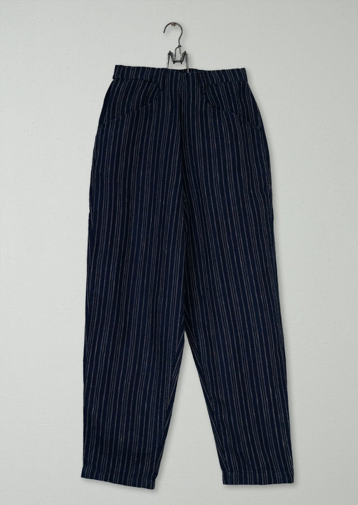 Reworn Alix Stripe Linen Trousers Size XXS (1523) | Navy