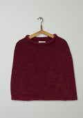 Reworn Alpaca Blend Knitted Poncho (686) | Carmine Red