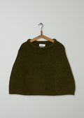 Reworn Alpaca Blend Knitted Poncho (695) | Olive
