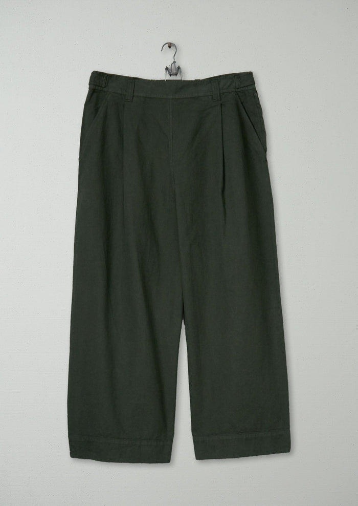 Reworn Cotton Canvas Trousers Size 14 (1645) | Dark Olive