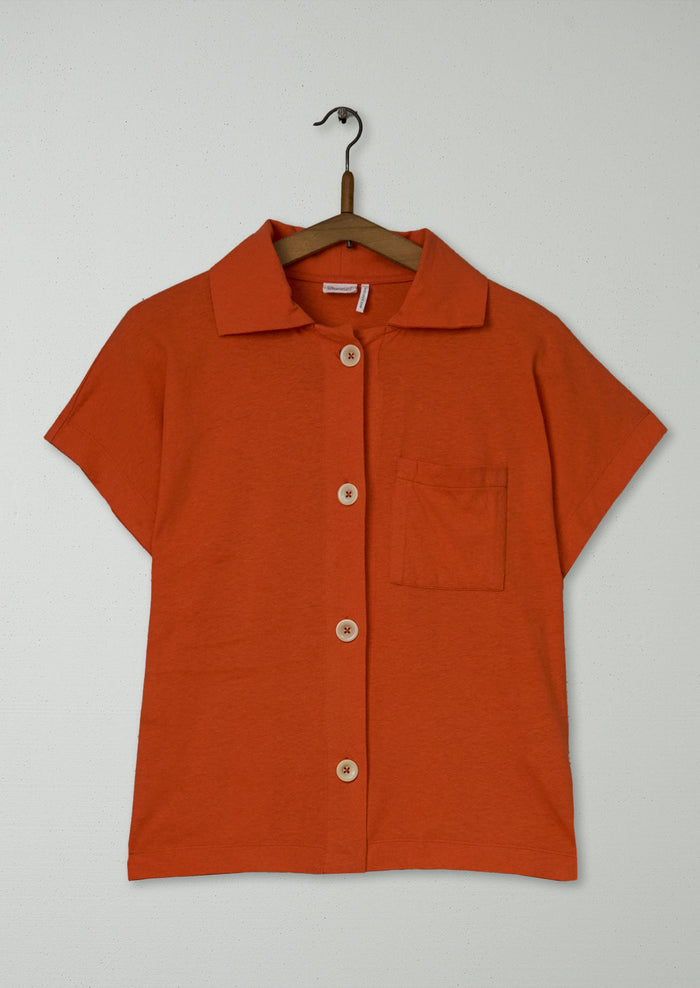 Reworn Cotton Linen Jersey Shirt Size XXS (173) | Aurora