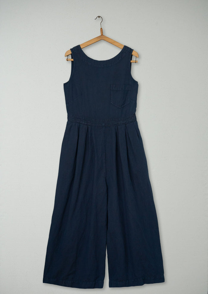 Reworn Cotton Linen Jumpsuit Size 10 (1472) | Navy