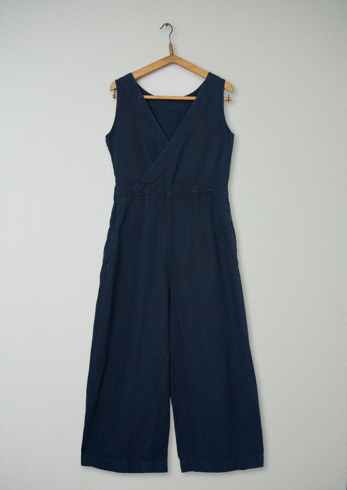 Reworn Cotton Linen Jumpsuit Size 10 (1472) | Navy