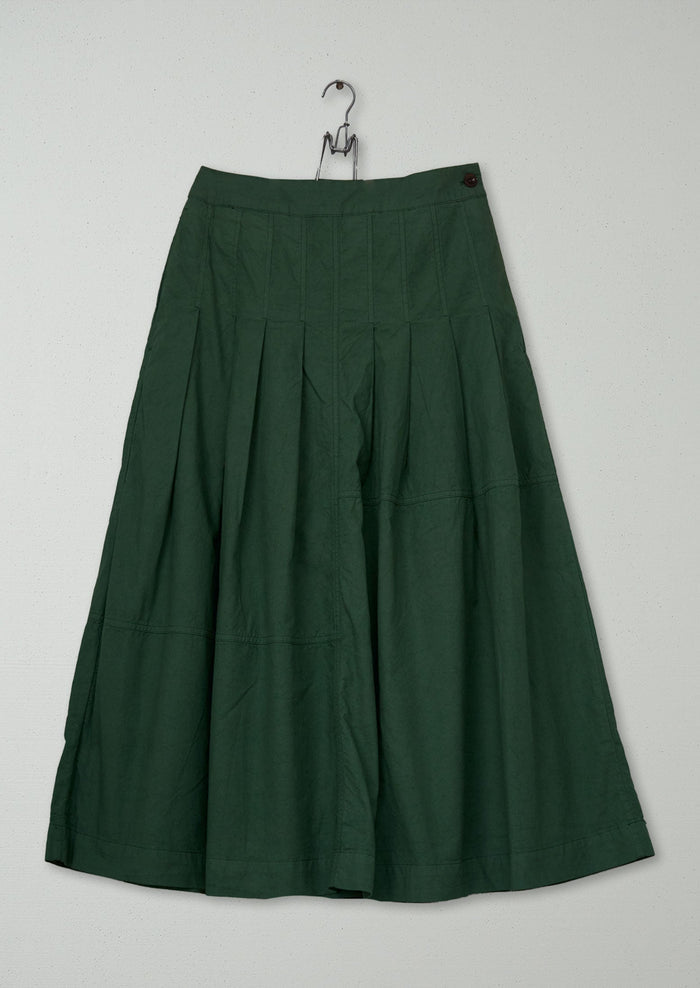 Reworn Cotton Linen Skirt Size 8 (355) | Forest Green