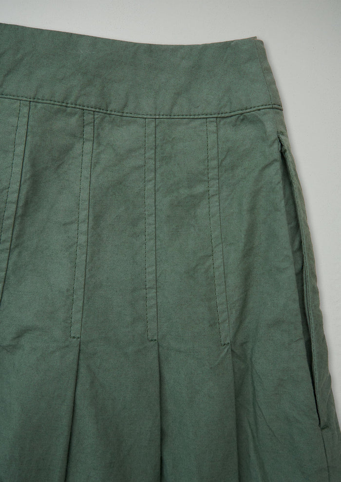 Reworn Cotton Linen Skirt Size 8 (355) | Forest Green