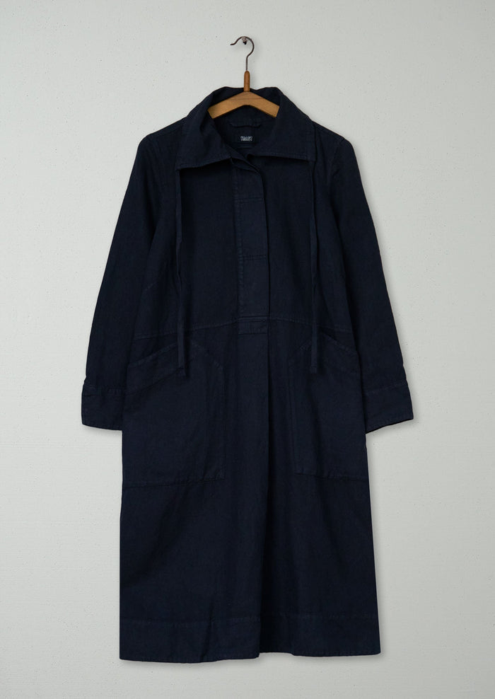 Reworn Drawstring Collar Dress Size XS (1896) | Slate