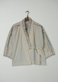 Reworn Hand Beaded Wrap Jacket Size XXSXS (264) | Chalk