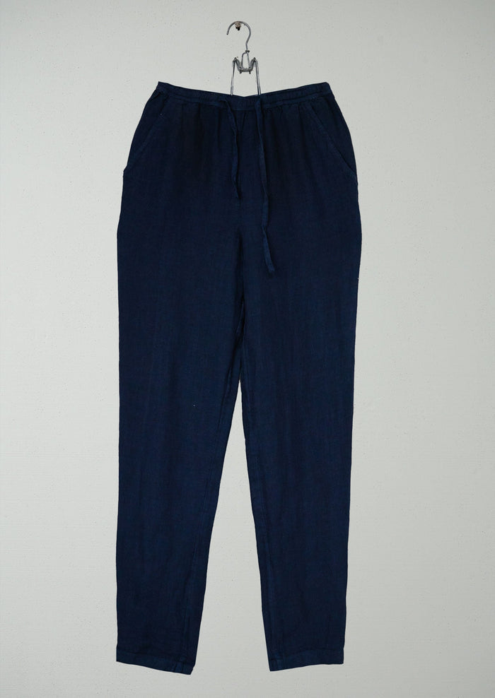Reworn Linen Pull On Trousers Size XXS (1641) | Midnight
