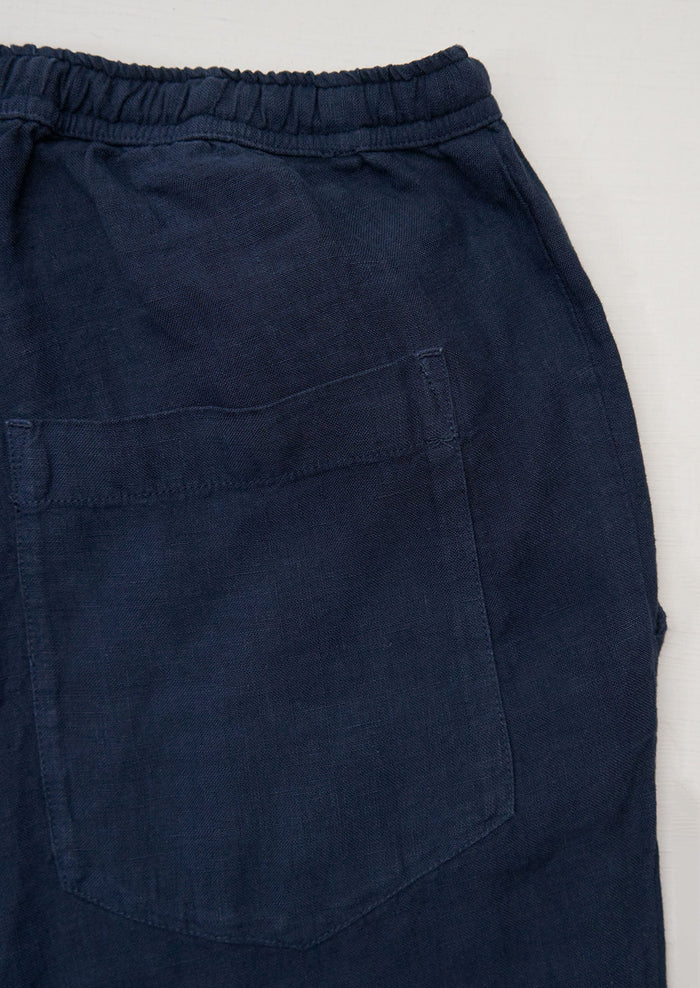 Reworn Linen Pull On Trousers Size XXS (1641) | Midnight