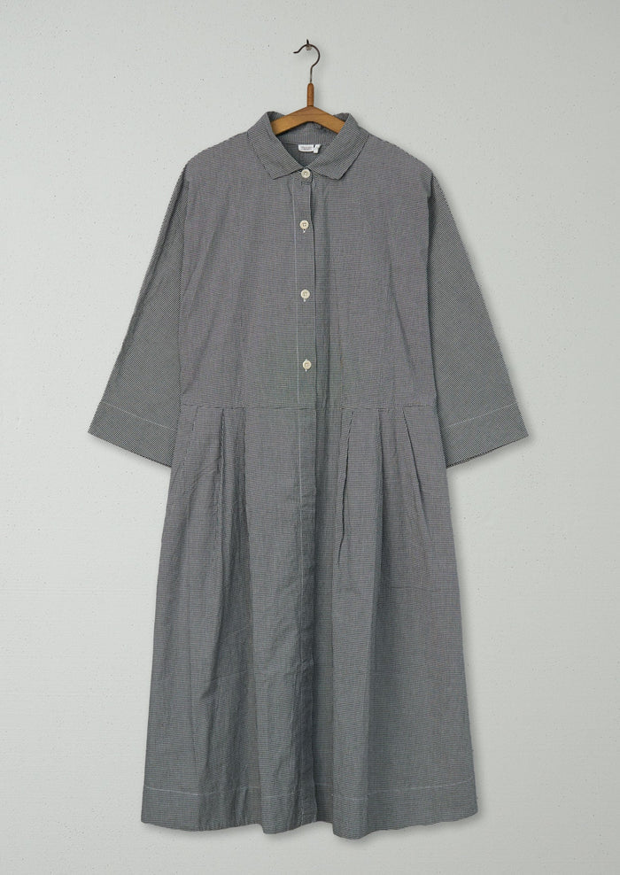 Reworn Micro Gingham Dress Size M (1668) | Slate/Ecru