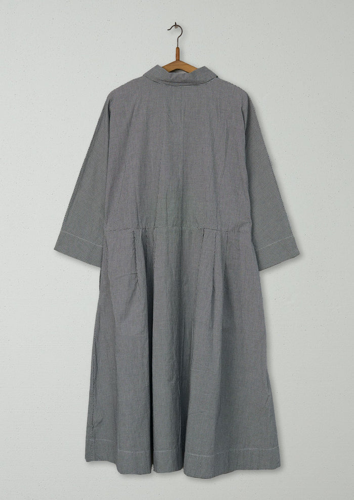 Reworn Micro Gingham Dress Size M (1668) | Slate/Ecru