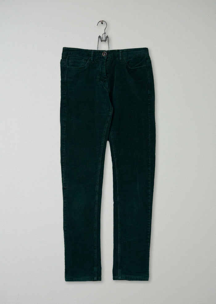 Reworn Stretch Cord Skinny Jeans Size 10 (985) | Green