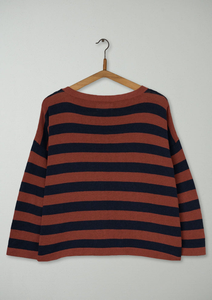 Reworn Stripe Cotton Linen Knit Top Size M (690) | Multi
